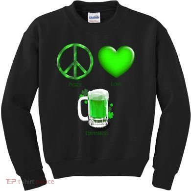 Peace Love Beer - Happiness Irish St. Patrick's Day Kids Sweatshirt