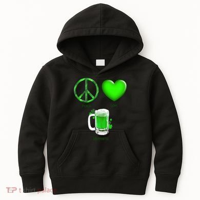 Peace Love Beer - Happiness Irish St. Patrick's Day Kids Hoodie