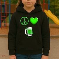 Peace Love Beer - Happiness Irish St. Patrick's Day Kids Hoodie thumb 3