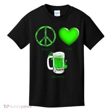 Peace Love Beer - Happiness Irish St. Patrick's Day Kids T-Shirt
