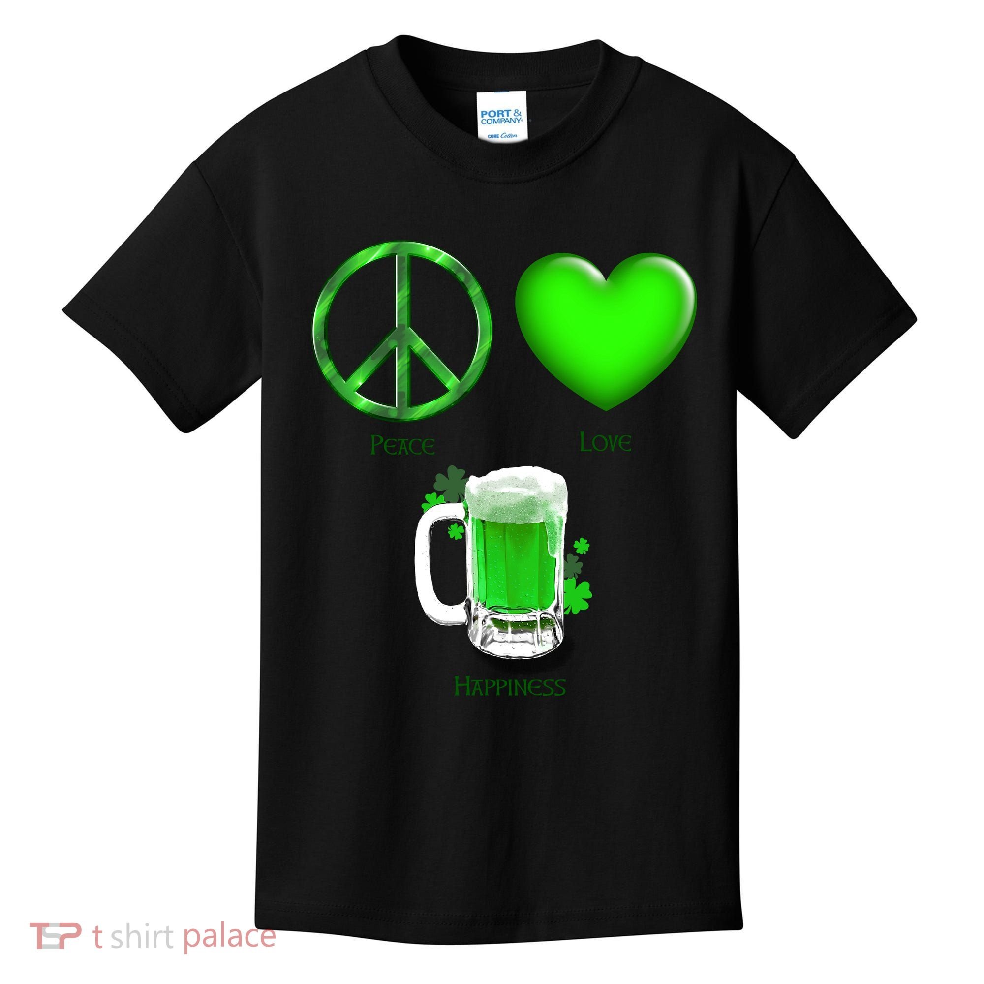 Peace Love Beer - Happiness Irish St. Patrick's Day Kids T-Shirt