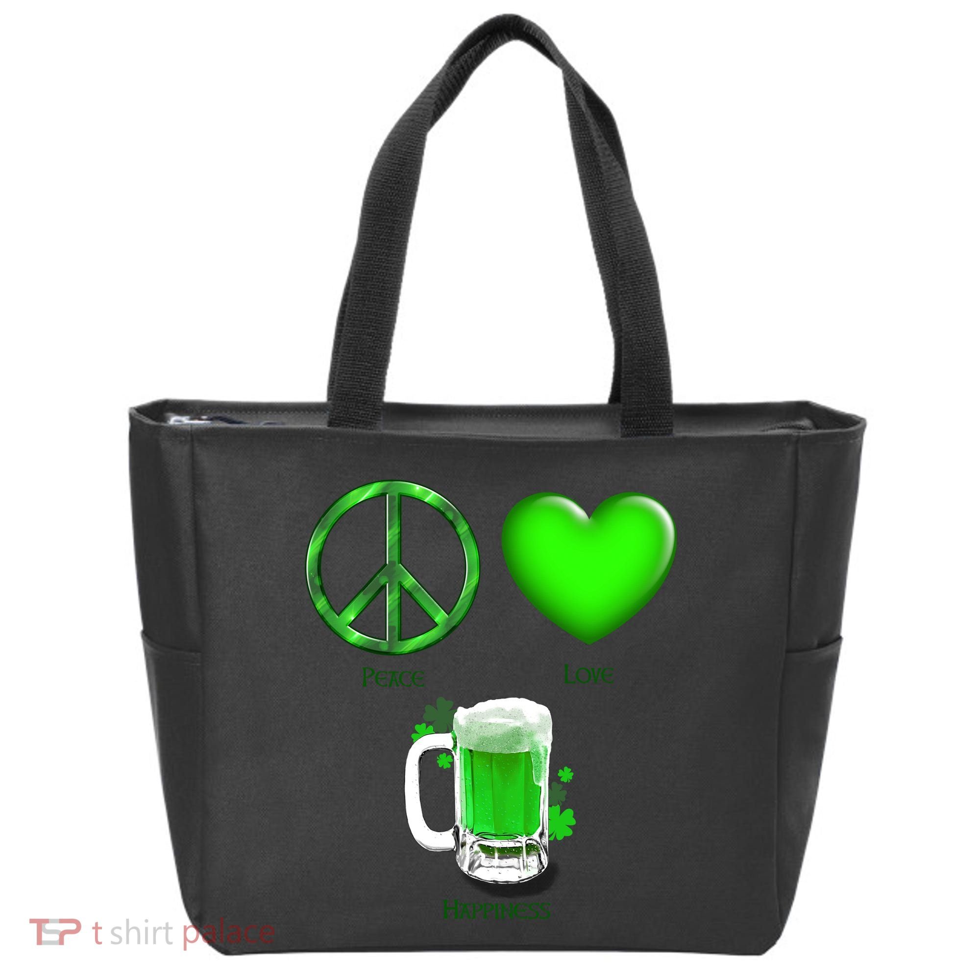 Peace Love Beer - Happiness Irish St. Patrick's Day Tote Bag