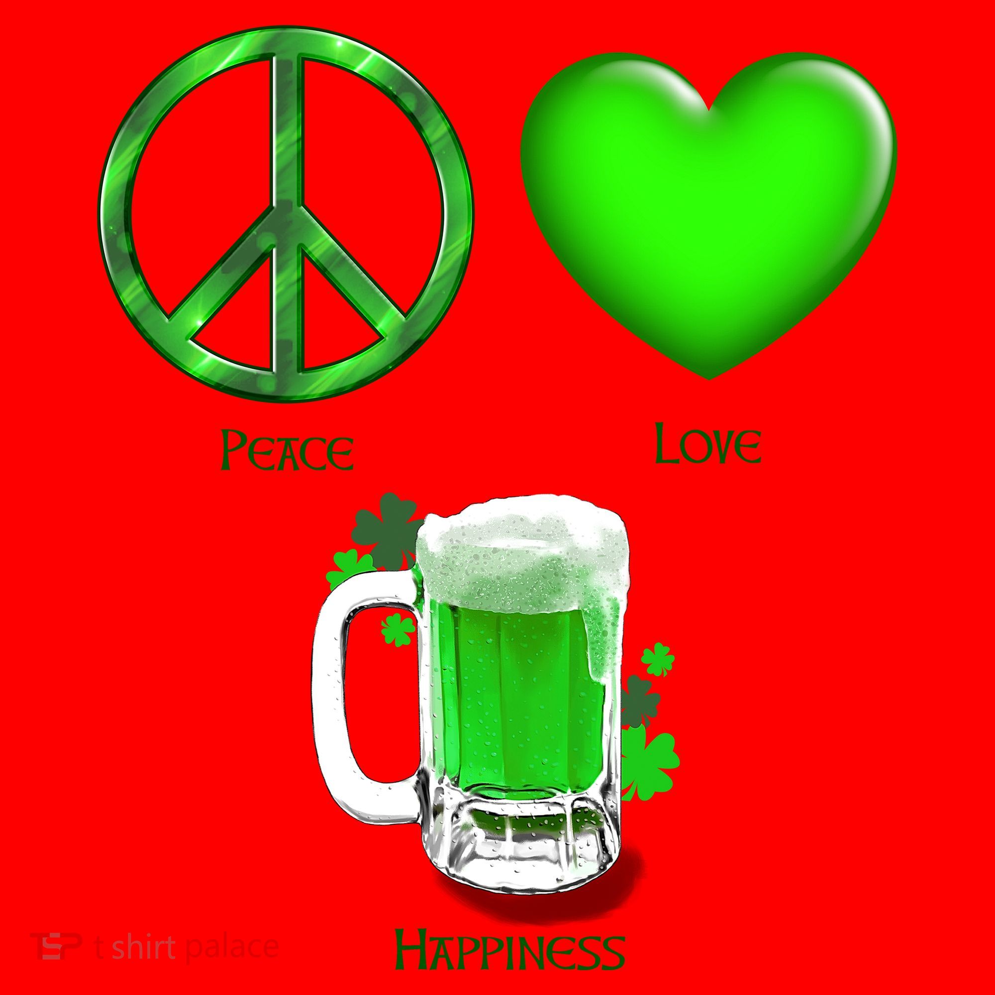 Peace Love Beer - Happiness Irish St. Patrick's Day Santa Hat