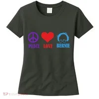 Peace Love Bernie Sanders 2020 Women's T-Shirt thumb 0