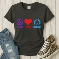 Peace Love Bernie Sanders 2020 Women's T-Shirt thumb 3