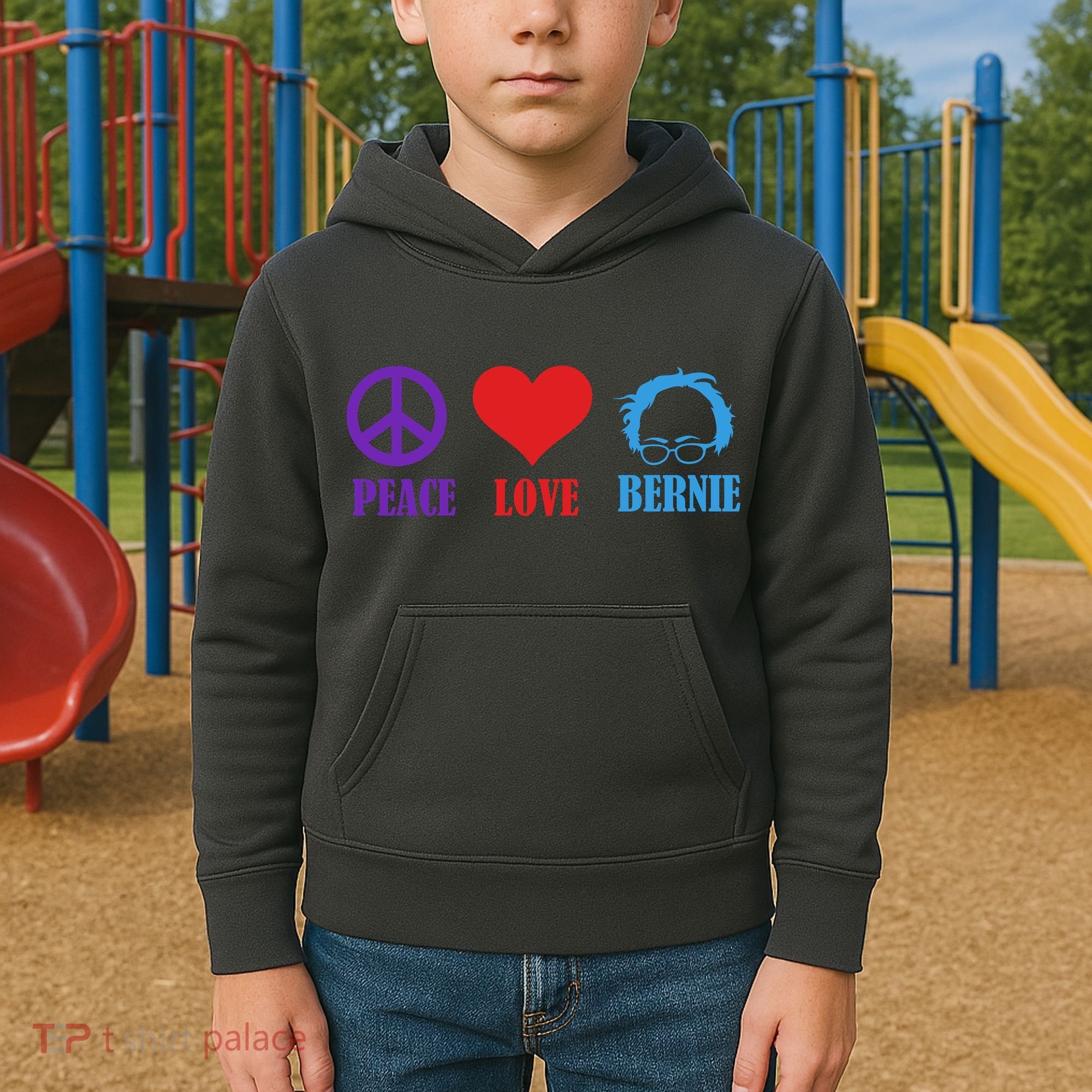 Peace Love Bernie Sanders 2020 Kids Hoodie