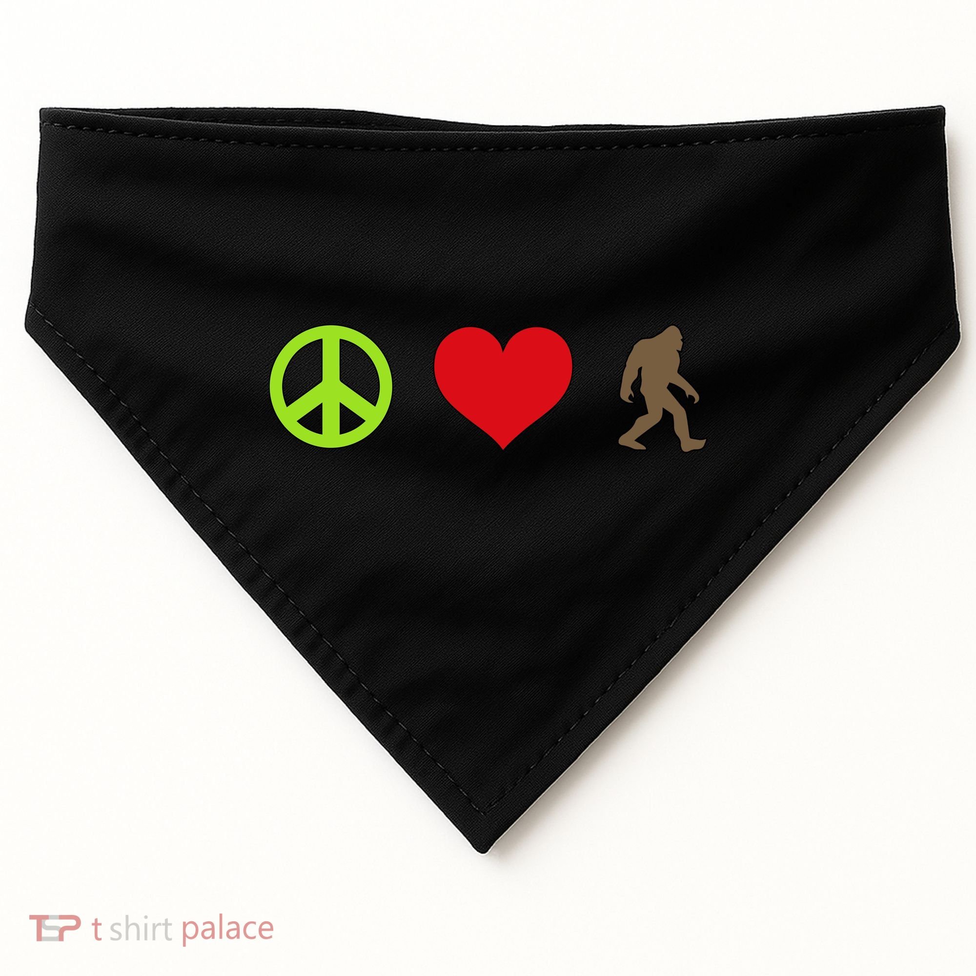 Peace Love Bigfoot  USA-Made Doggie Bandana
