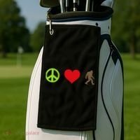 Peace Love Bigfoot  Golf Towel thumb 2
