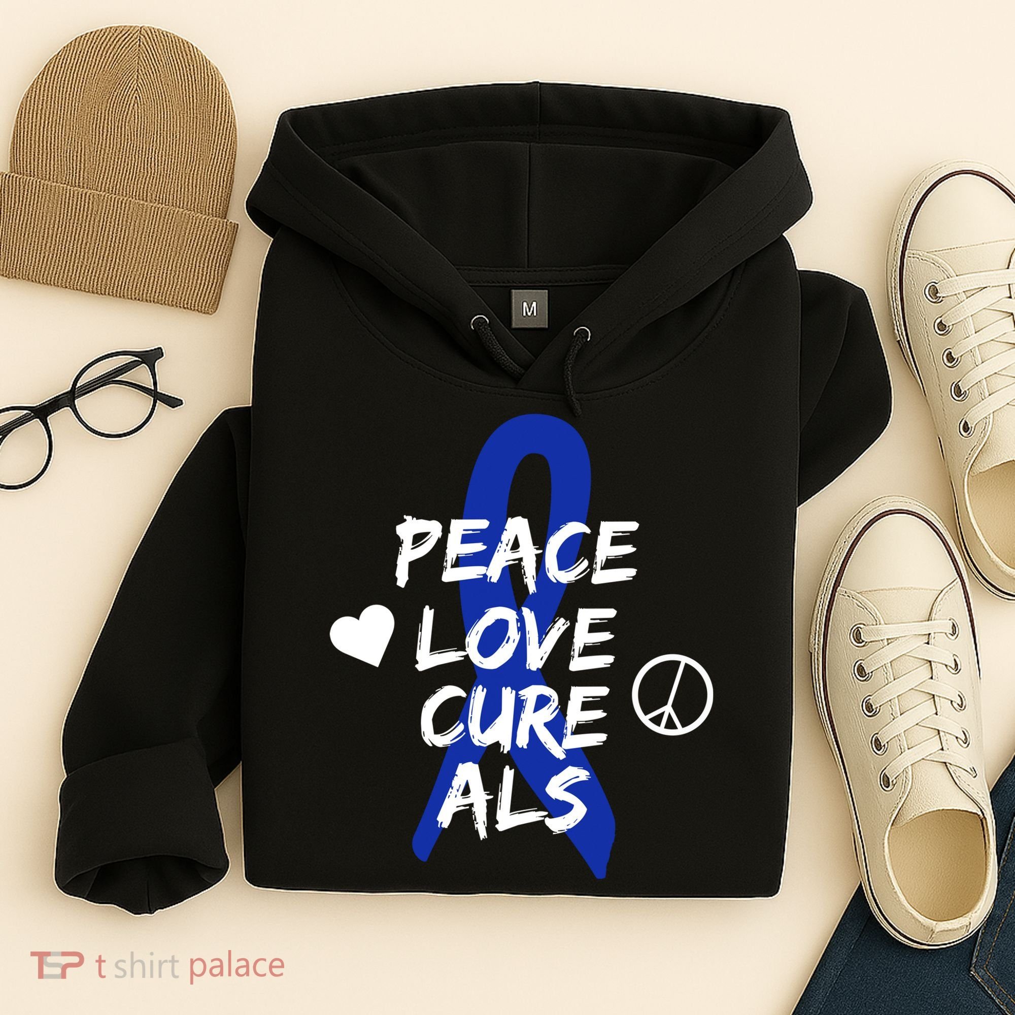 Peace Love Cure ALS Awareness Hoodie