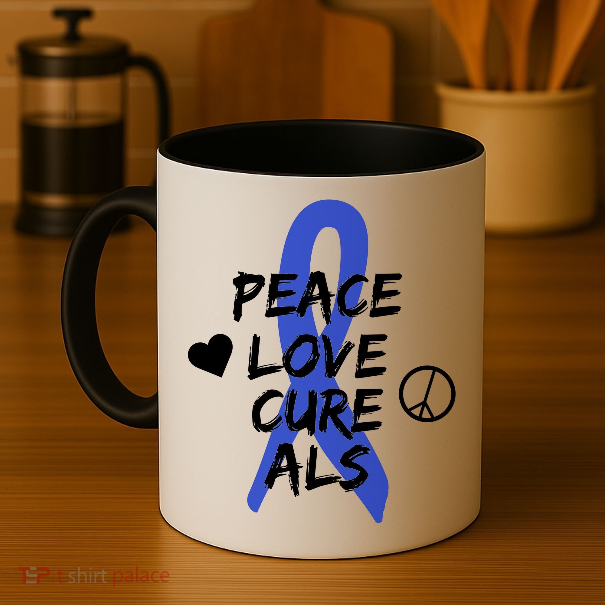 Peace Love Cure ALS Awareness Coffee Mug