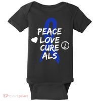Peace Love Cure ALS Awareness Baby Bodysuit thumb 0