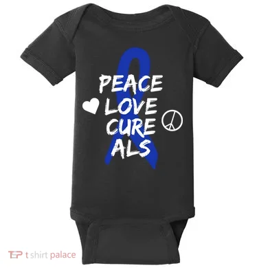 Peace Love Cure ALS Awareness Baby Bodysuit