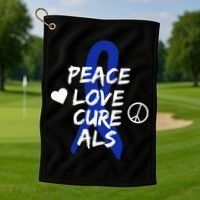 Peace Love Cure ALS Awareness Golf Towel thumb 1