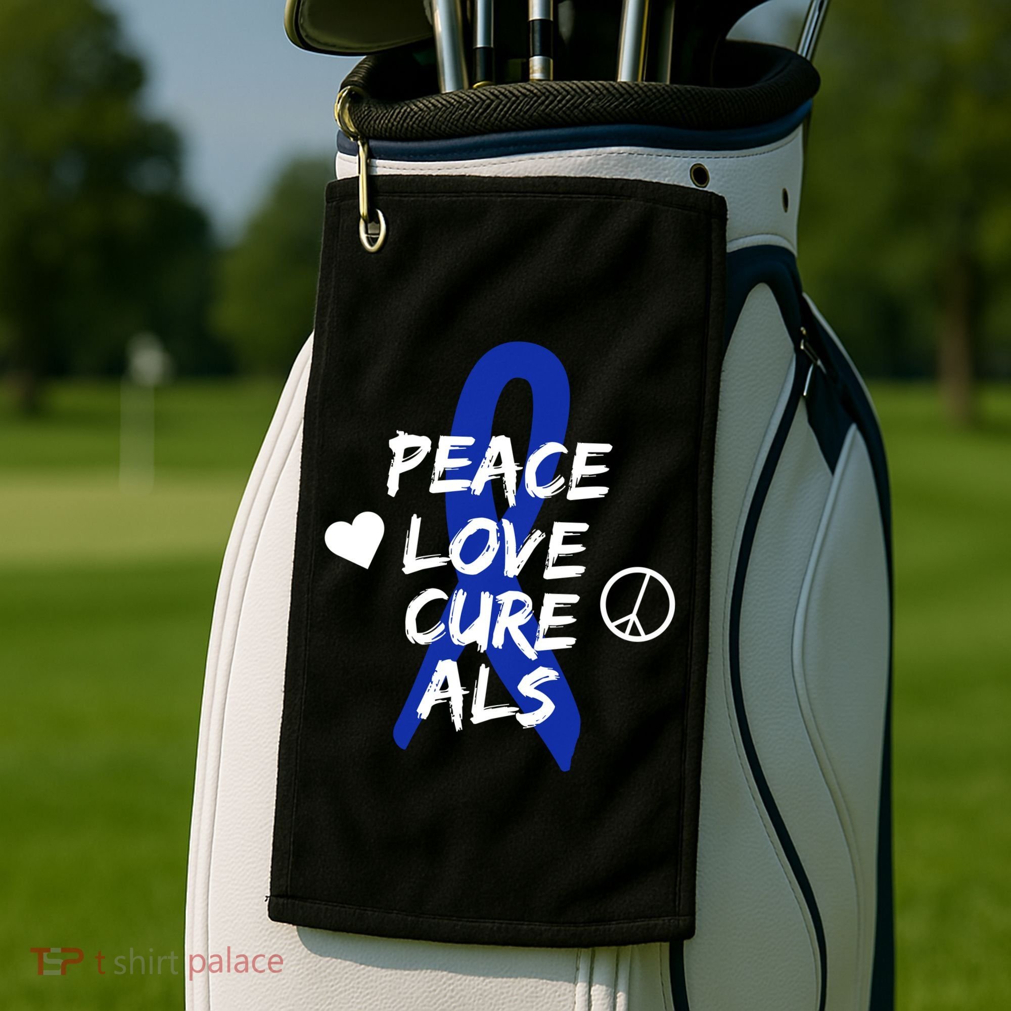 Peace Love Cure ALS Awareness Golf Towel