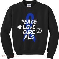 Peace Love Cure ALS Awareness Kids Sweatshirt thumb 0