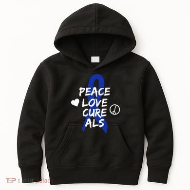 Peace Love Cure ALS Awareness Kids Hoodie