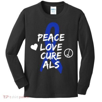 Peace Love Cure ALS Awareness Kids Long Sleeve Shirt