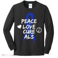 Peace Love Cure ALS Awareness Kids Long Sleeve Shirt thumb 0