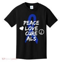 Peace Love Cure ALS Awareness Kids T-Shirt thumb 0