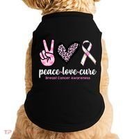 Peace Love Cure Breast Cancer Awareness Fashion Patterns Doggie Tank thumb 0