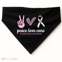 Peace Love Cure Breast Cancer Awareness Fashion Patterns USA-Made Doggie Bandana thumb 0