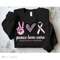 Peace Love Cure Breast Cancer Awareness Fashion Patterns Sweatshirt thumb 2