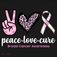Peace Love Cure Breast Cancer Awareness Fashion Patterns T-Shirt thumb 7