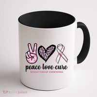 Peace Love Cure Breast Cancer Awareness Fashion Patterns Coffee Mug thumb 1