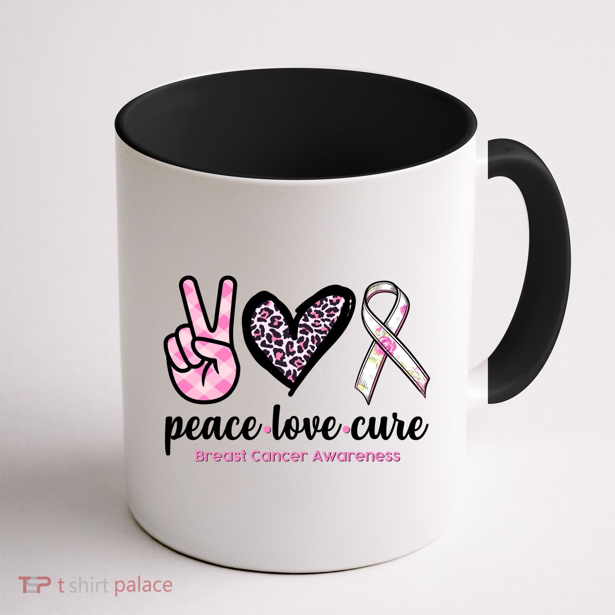 Peace Love Cure Breast Cancer Awareness Fashion Patterns Coffee Mug