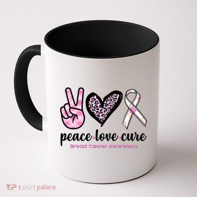 Peace Love Cure Breast Cancer Awareness Fashion Patterns Coffee Mug