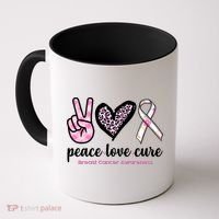 Peace Love Cure Breast Cancer Awareness Fashion Patterns Coffee Mug thumb 0