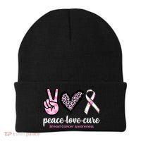 Peace Love Cure Breast Cancer Awareness Fashion Patterns Beanie thumb 0