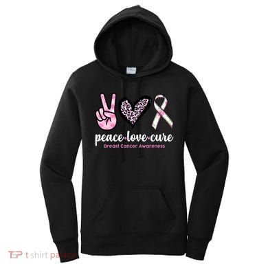 Peace Love Cure Breast Cancer Awareness Fashion Patterns Women's Hoodie