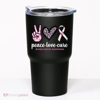 Peace Love Cure Breast Cancer Awareness Fashion Patterns Tumbler thumb 0