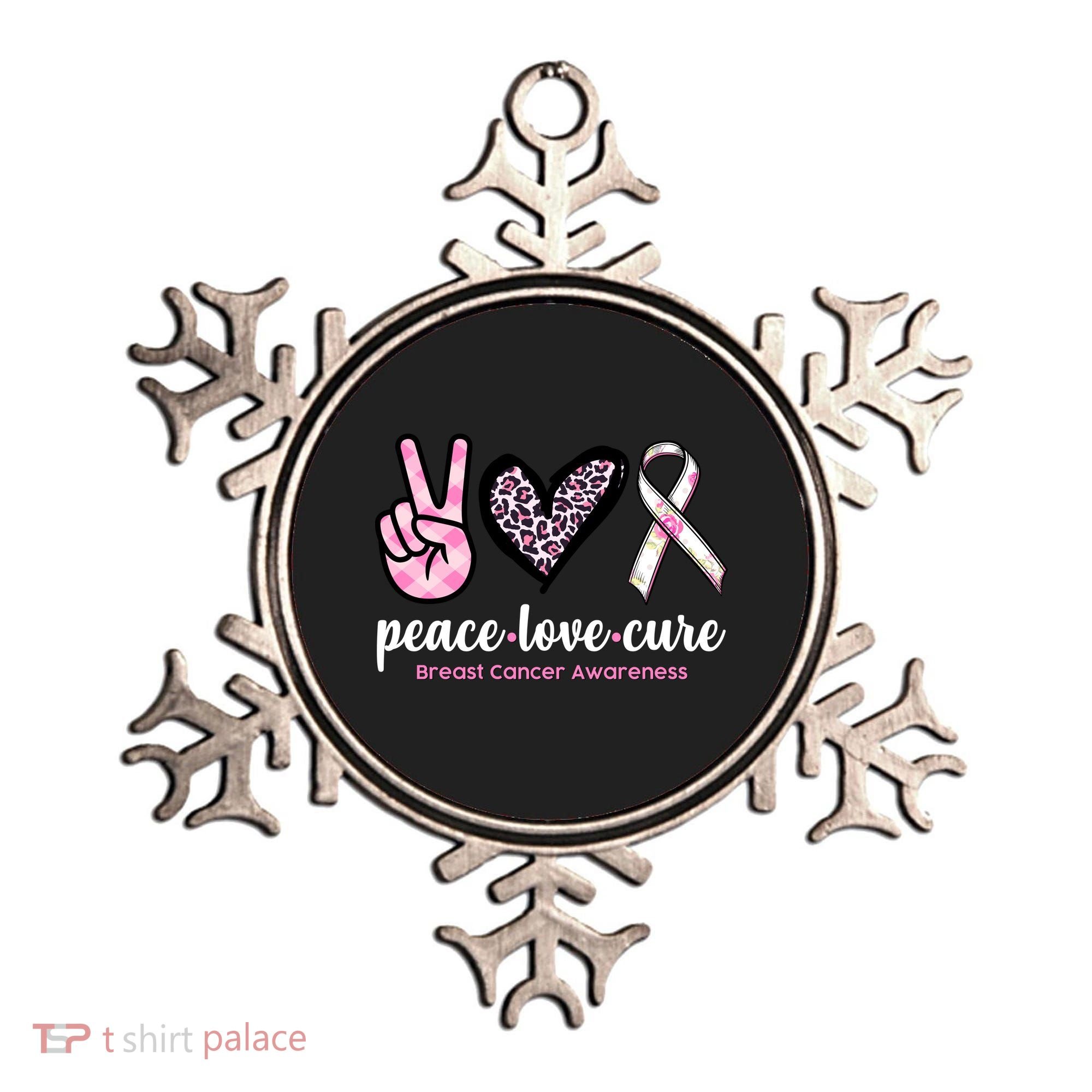 Peace Love Cure Breast Cancer Awareness Fashion Patterns Ornament