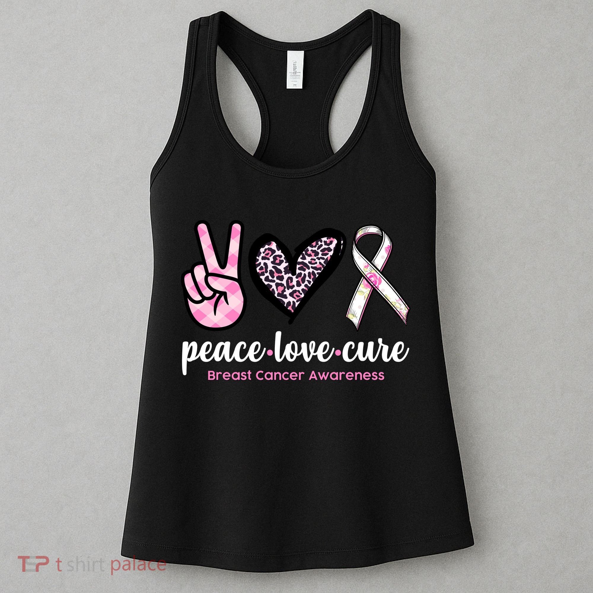 Peace Love Cure Breast Cancer Awareness Fashion Patterns Women's Tank Top