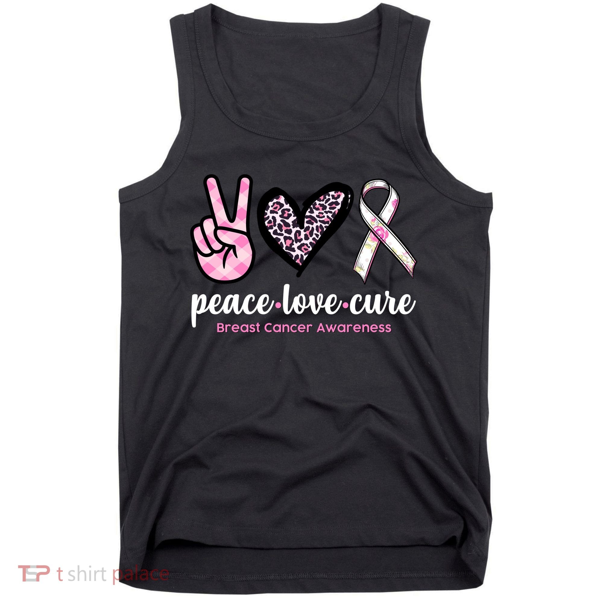 Peace Love Cure Breast Cancer Awareness Fashion Patterns Tank Top