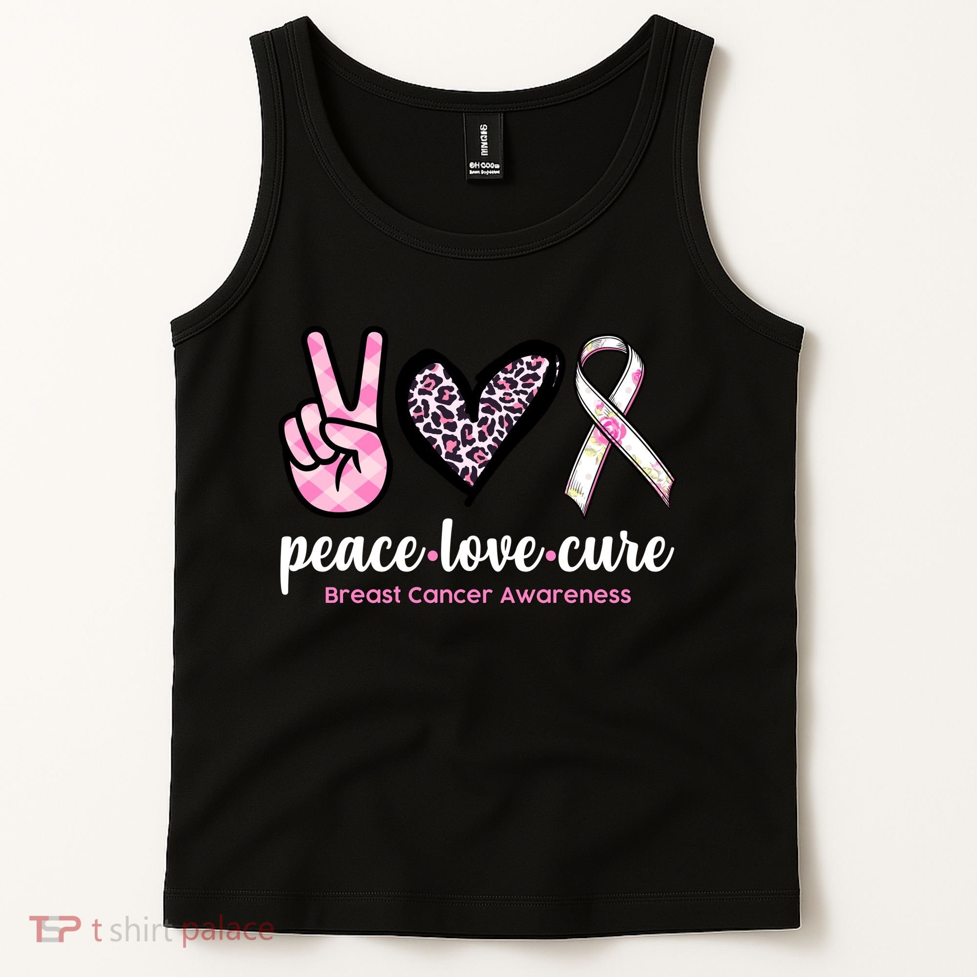 Peace Love Cure Breast Cancer Awareness Fashion Patterns Tank Top