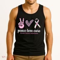 Peace Love Cure Breast Cancer Awareness Fashion Patterns Tank Top thumb 3