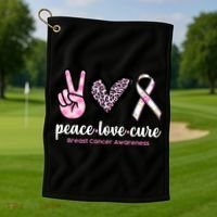Peace Love Cure Breast Cancer Awareness Fashion Patterns Golf Towel thumb 1