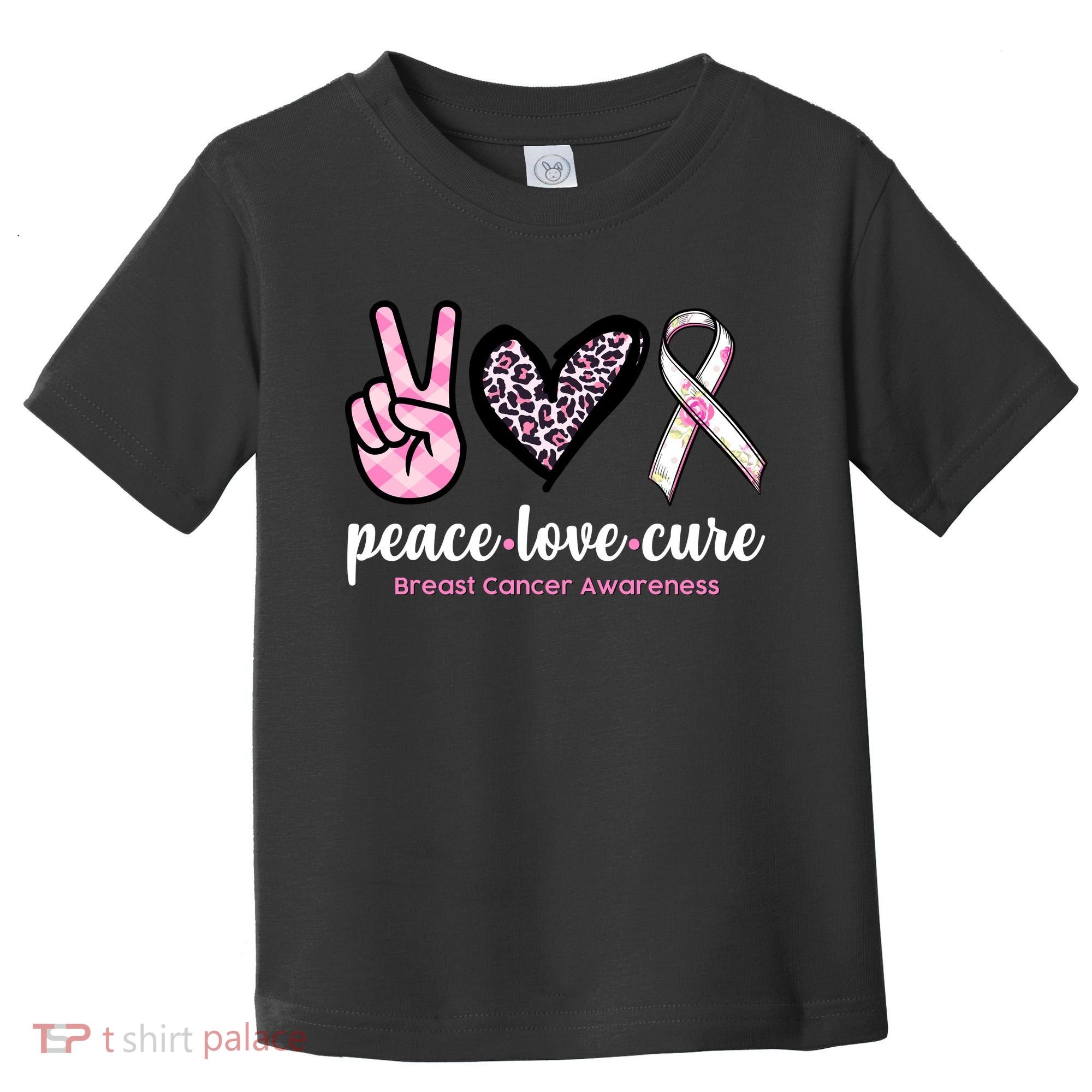 Peace Love Cure Breast Cancer Awareness Fashion Patterns Toddler T-Shirt