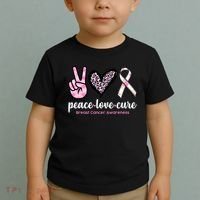 Peace Love Cure Breast Cancer Awareness Fashion Patterns Toddler T-Shirt thumb 2