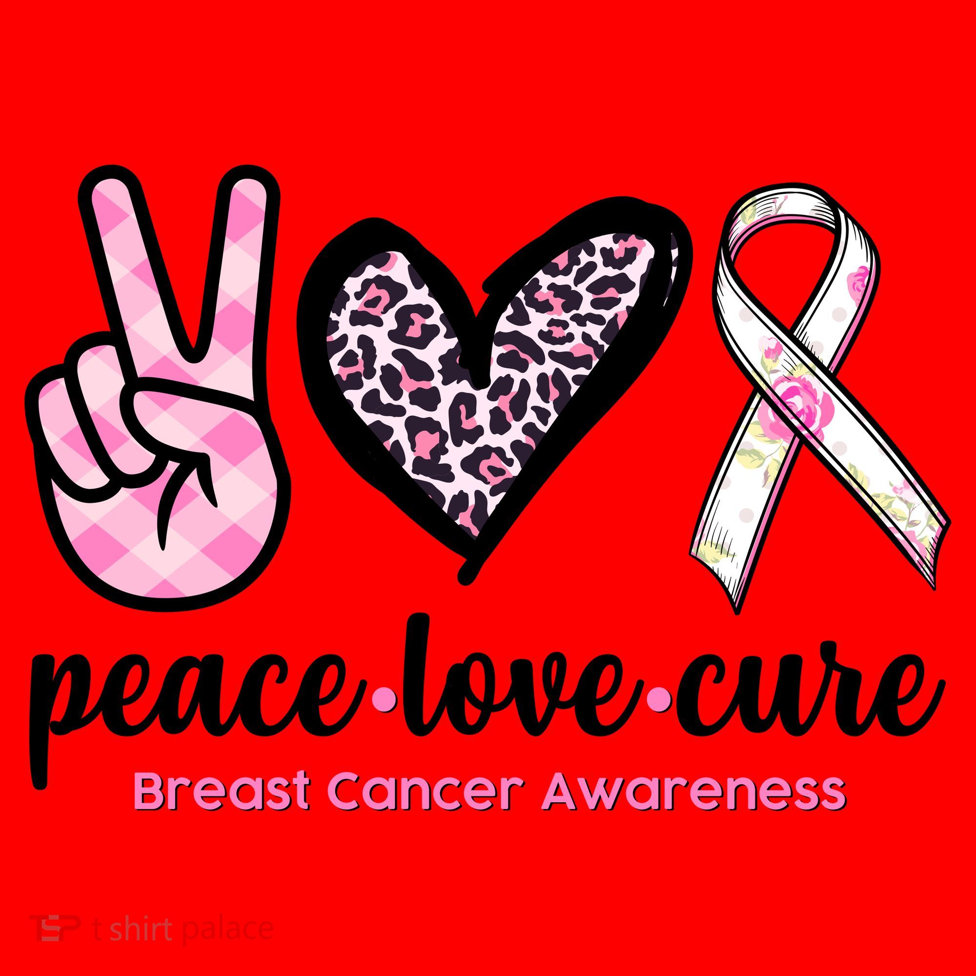 Peace Love Cure Breast Cancer Awareness Fashion Patterns Santa Hat