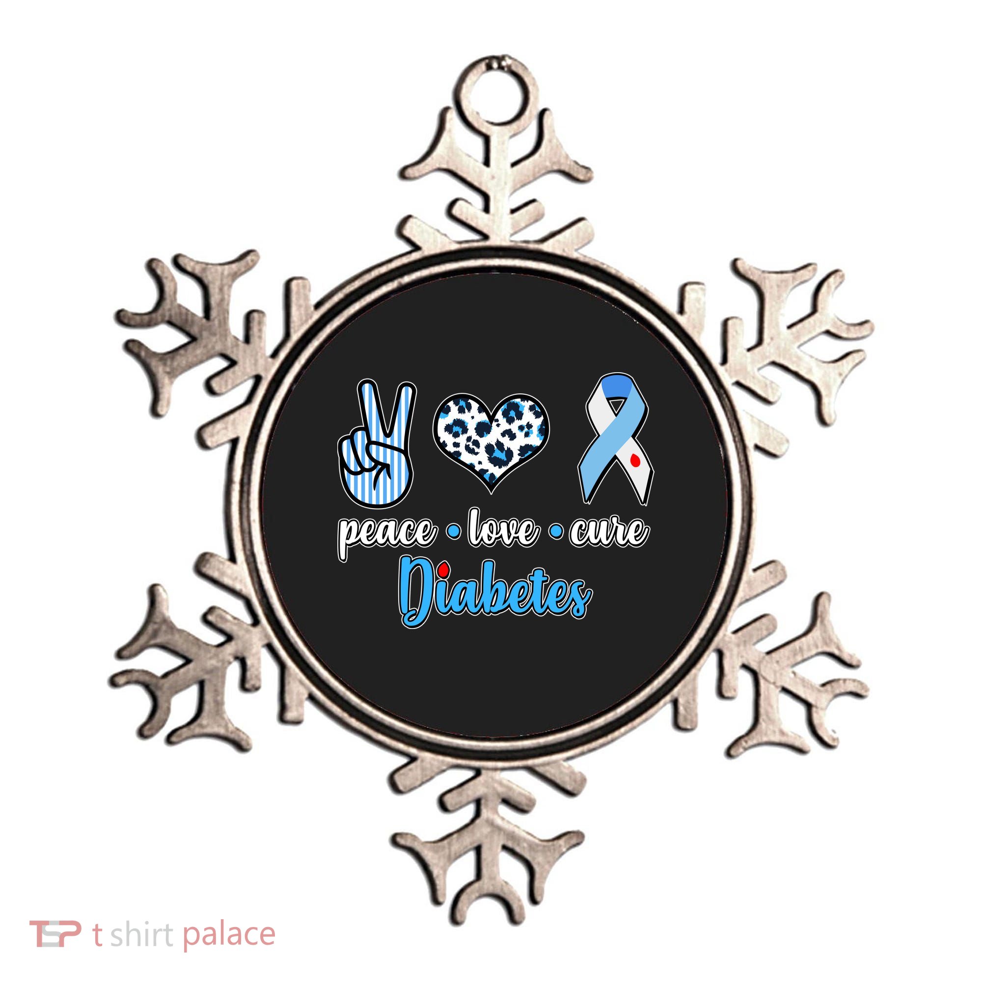 Peace Love Cure Diabetes Ornament