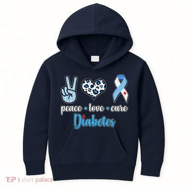 Peace Love Cure Diabetes Kids Hoodie