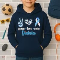 Peace Love Cure Diabetes Kids Hoodie thumb 2