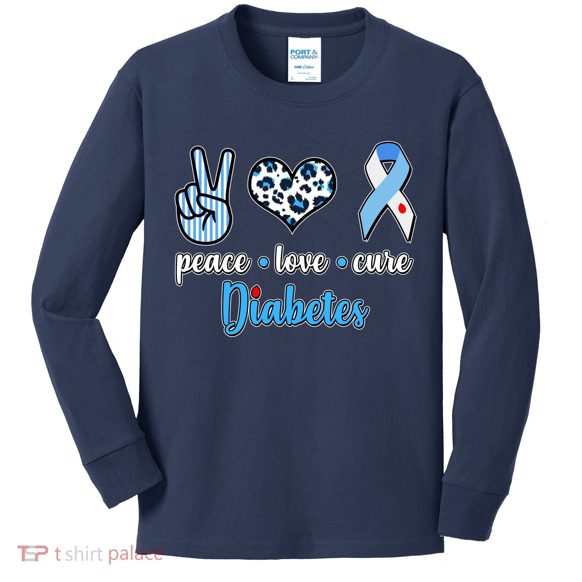 Peace Love Cure Diabetes Kids Long Sleeve Shirt