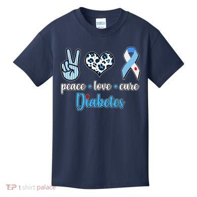 Peace Love Cure Diabetes Kids T-Shirt