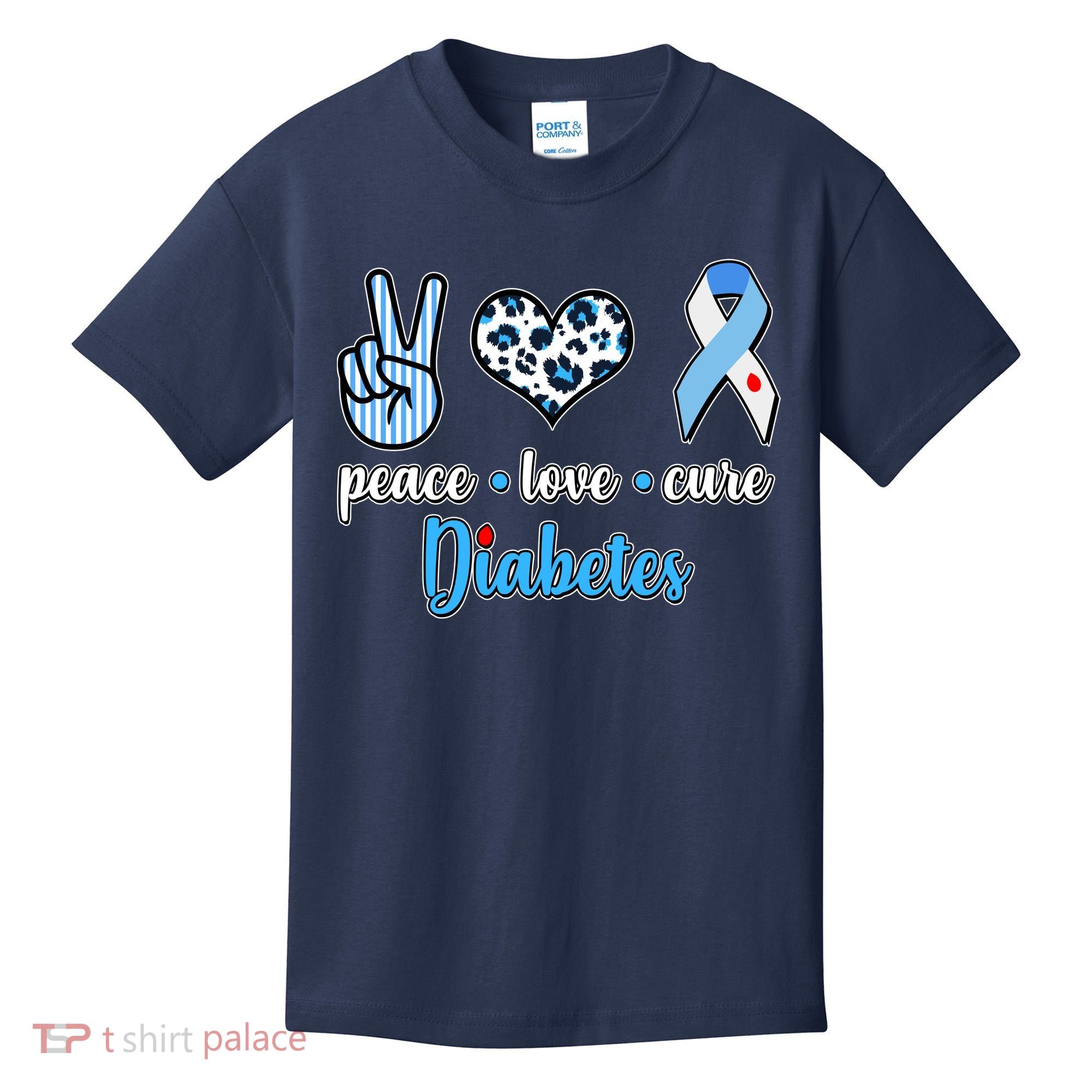 Peace Love Cure Diabetes Kids T-Shirt