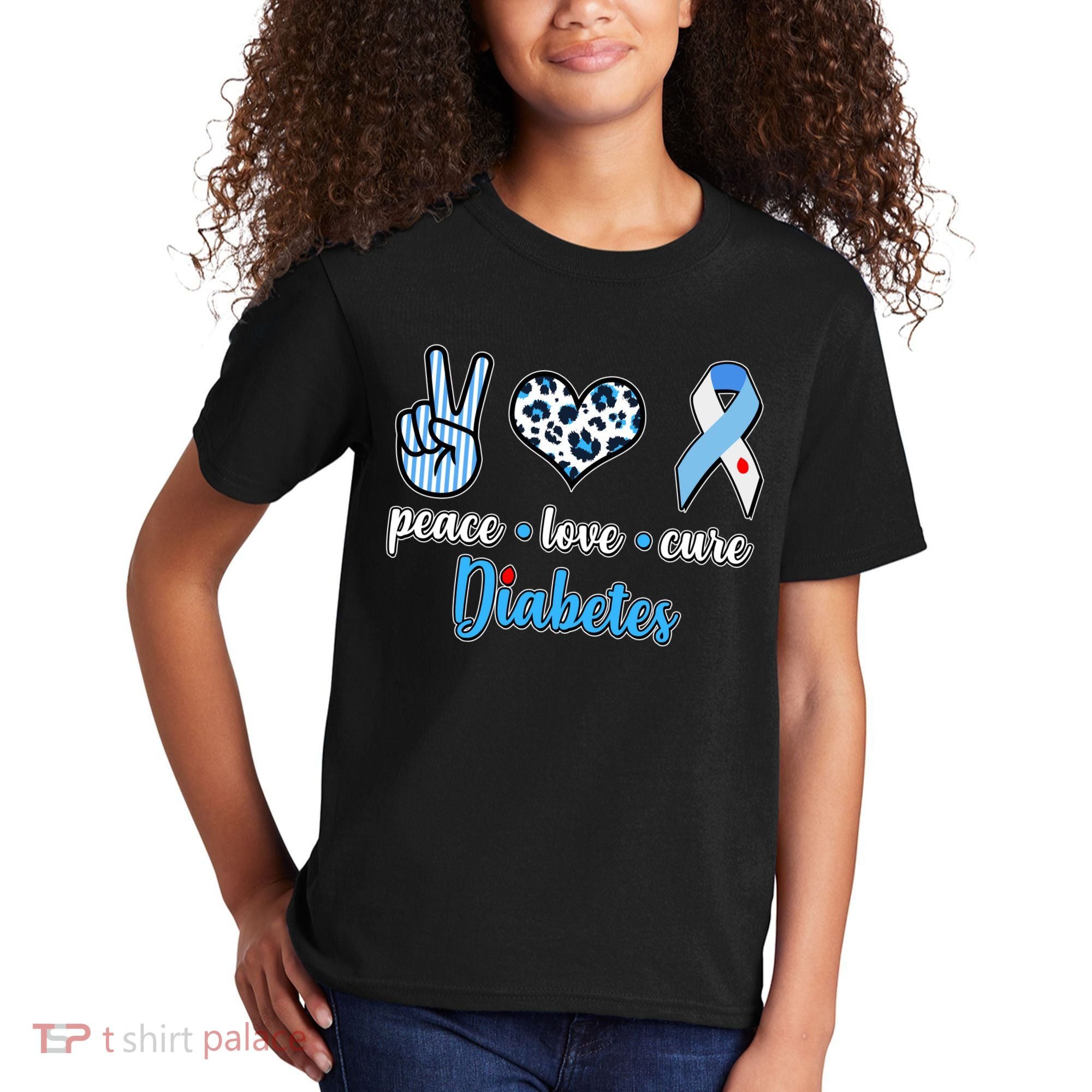 Peace Love Cure Diabetes Kids T-Shirt